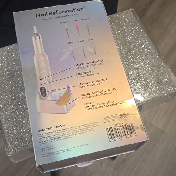 Nail Reformation Battery Nail File Set w/Portable Carrying Case- Pink - Picture 5 of 5